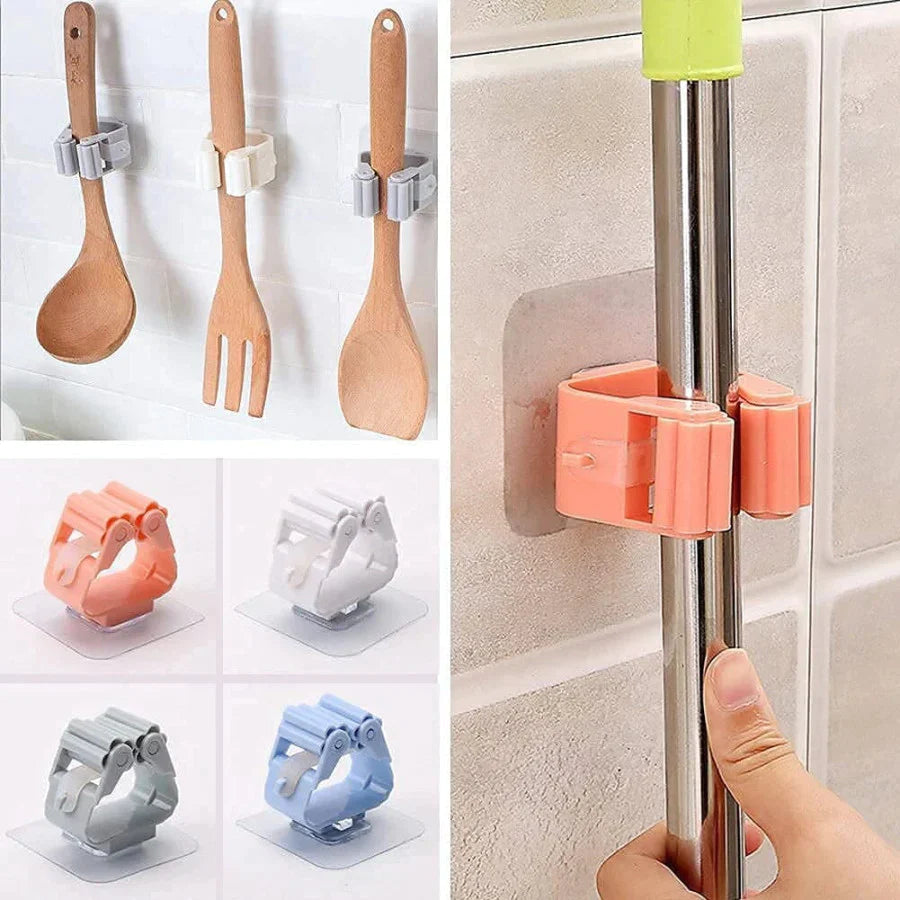 1 Pc Mop And Broom Self Adhesive Holder Wall Mount Magic Hanger