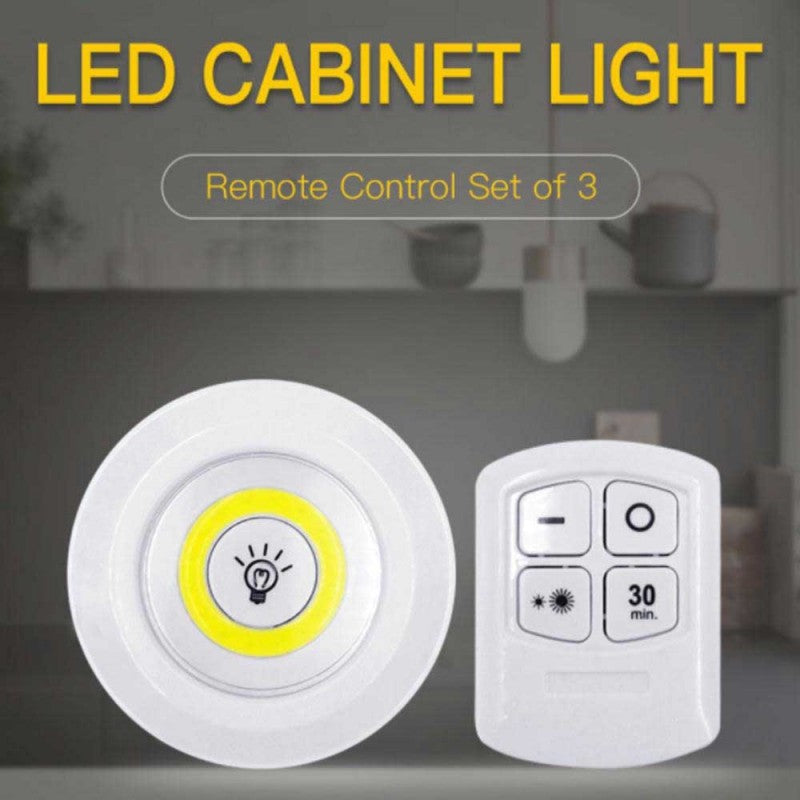 Tap Led Light With Remote Control (Pack Of 3)