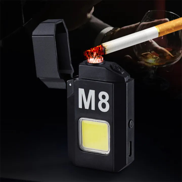 COB LED Flashlight with Dual Arc Lighter