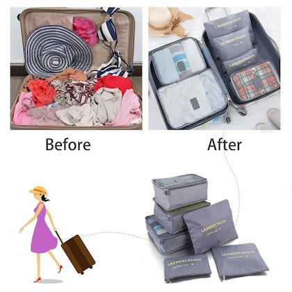 6pcs/set Travel Storage Bag Portable Luggage Organizer