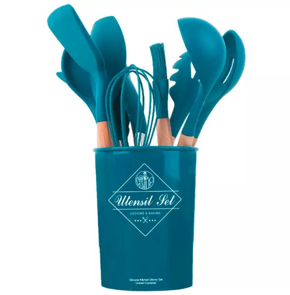 12 Pcs Set - Silicone Kitchen Utensils With Storage Bucket