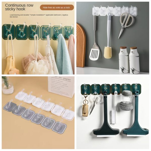 Six Rows Of Sticky Hook Storage