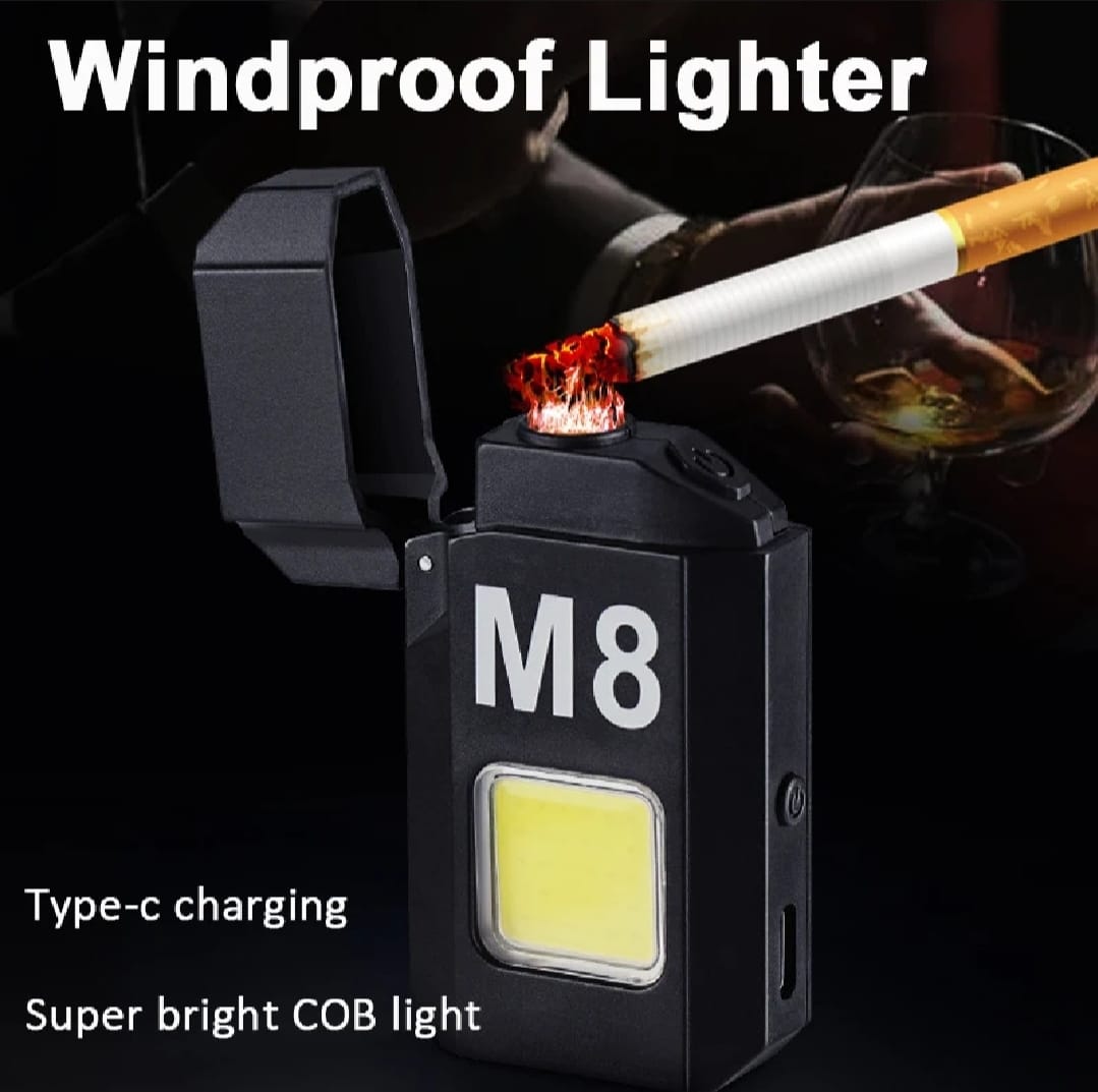 COB LED Flashlight with Dual Arc Lighter
