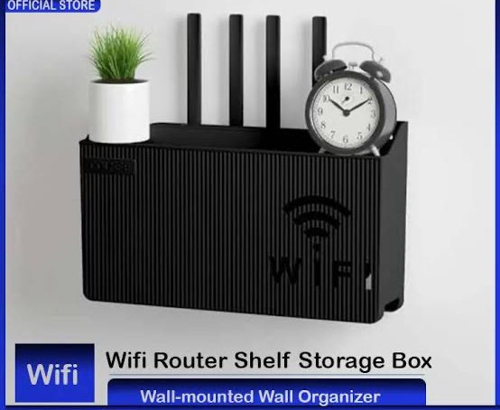 Wall-Mount WiFi Router & Cable Organizer Box – ABS Plastic (Random Colors)