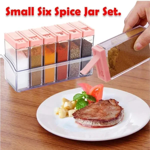 Spice Jars Dispenser Masala Rack Easy Flow Storage Crystal Set of 6