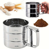 Stainless Steel Flour Sifter โ Double Layer Fine Mesh (Imported)