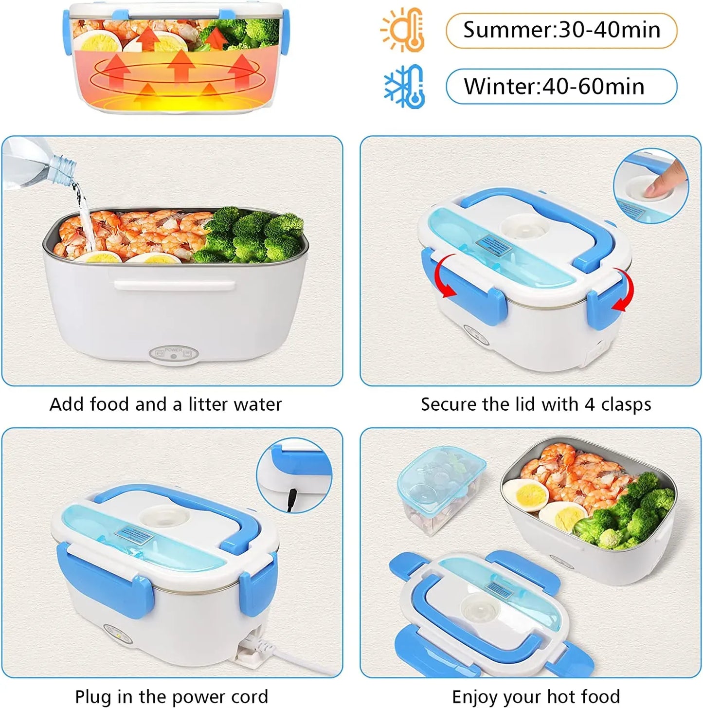 Waterproof Portable Electric Heating Lunch Box (Imported)