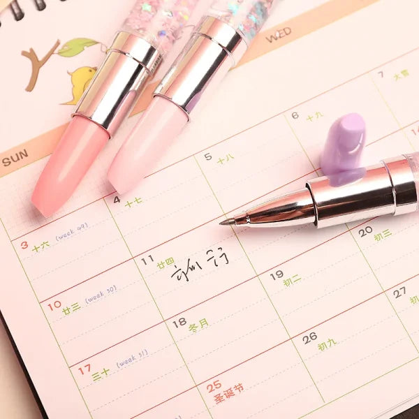 Lipstick Gel Pen Colorful Cute Black Ink Pen