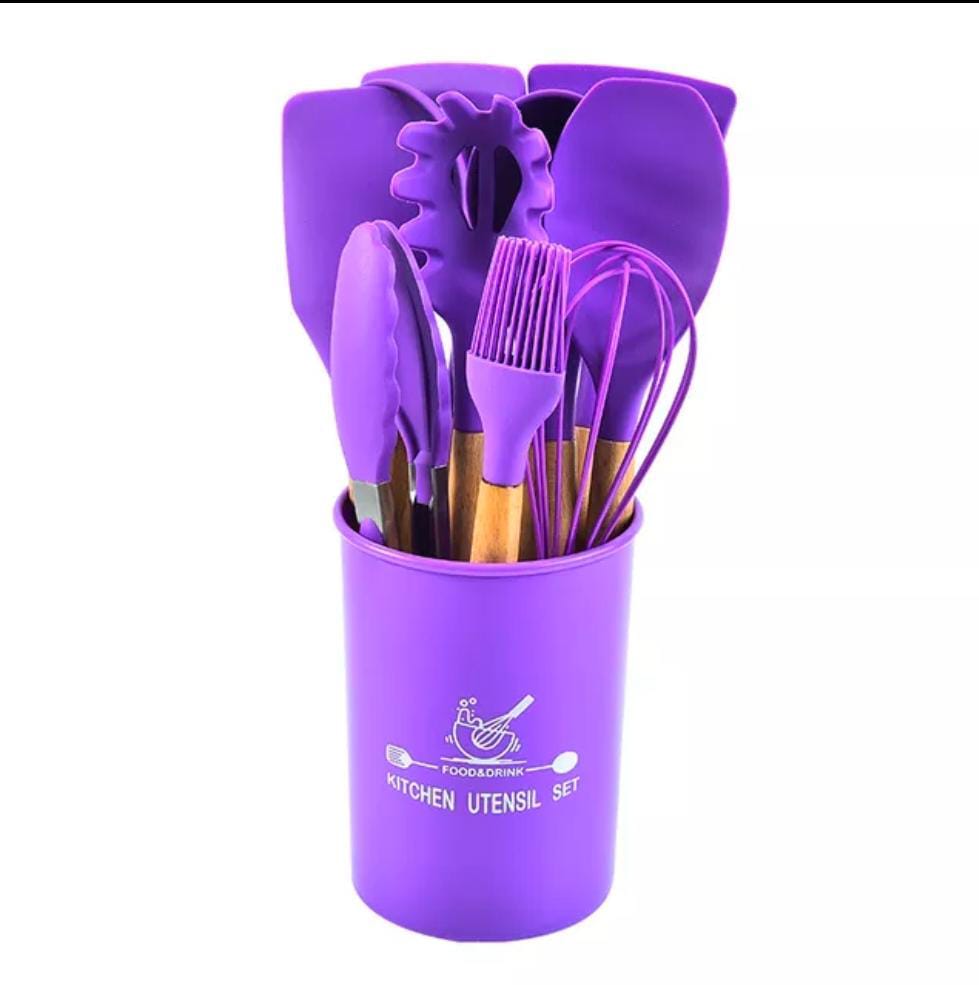 12 Pcs Set - Silicone Kitchen Utensils With Storage Bucket