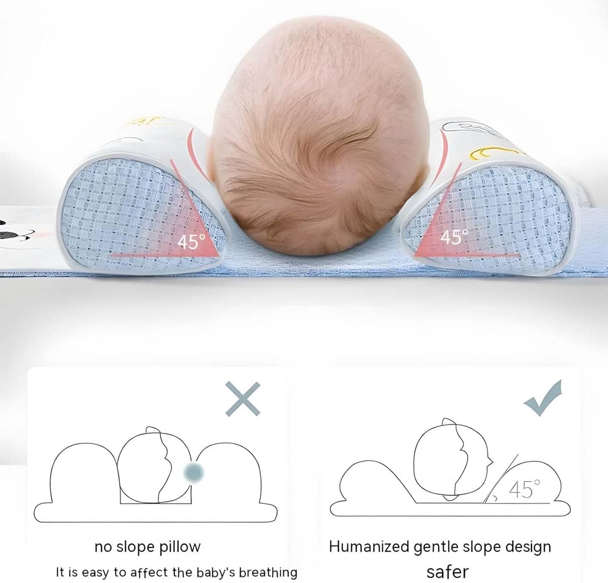 Soft Head Shaping Newborn Pillow for Flat Head Prevention, Breathable & Portable Infant Cushion -