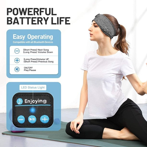 2-in-1 Sports & Sleep Bluetooth Headband – Wireless Music Headphones with Built-in Mic,