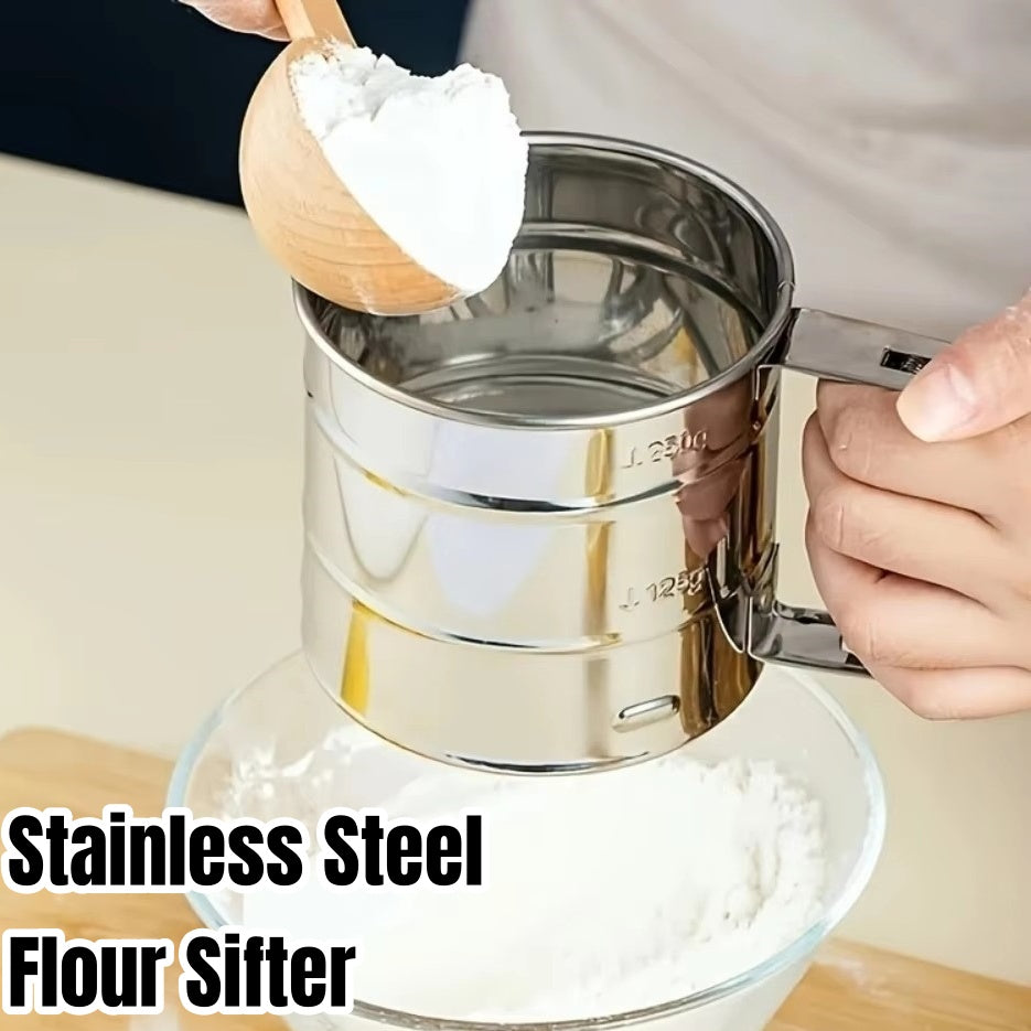 Stainless Steel Flour Sifter – Double Layer Fine Mesh (Imported)