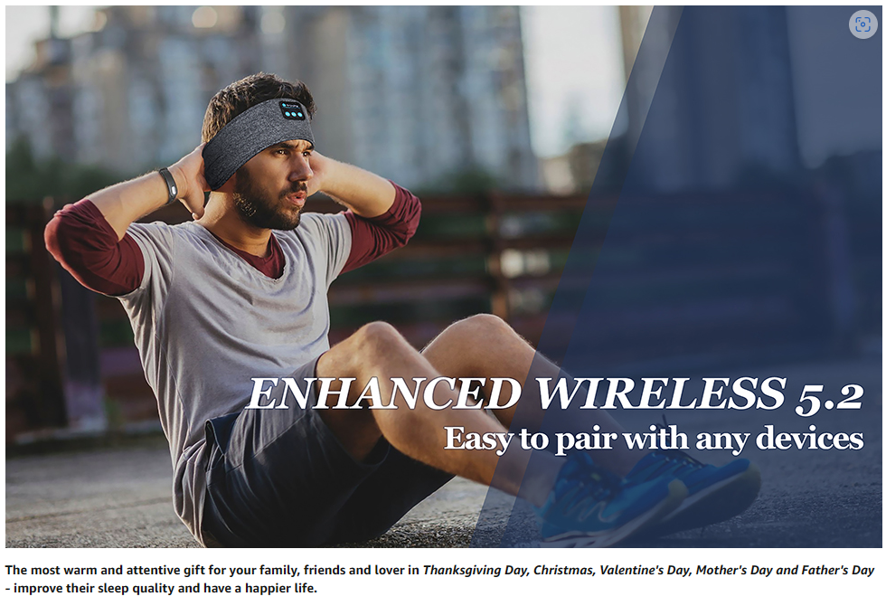 2-in-1 Sports & Sleep Bluetooth Headband – Wireless Music Headphones with Built-in Mic,