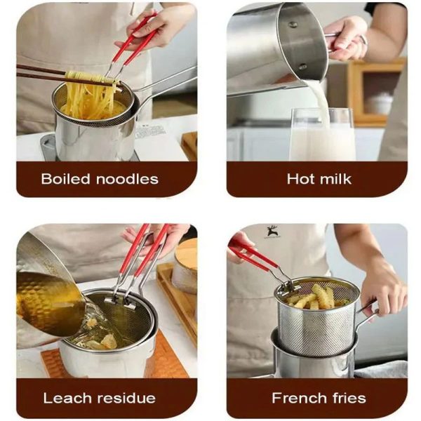 Stainless Steel Deep Fryer Pot With Strainer – Heavy-duty Frying Pan