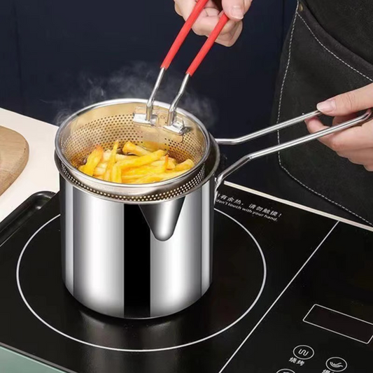 Stainless Steel Deep Fryer Pot With Strainer – Heavy-duty Frying Pan